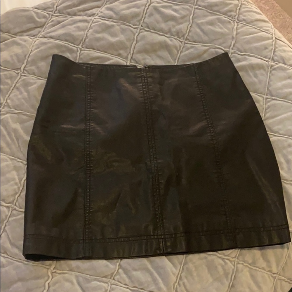 Free People faux black leather skirt